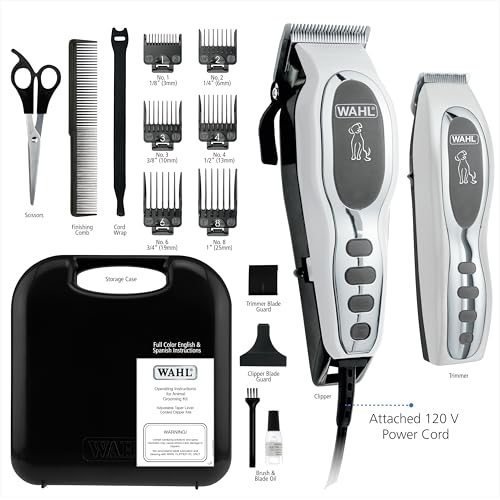 Wahl USA Pet-Pro Corded Clipper & Battery Trimmer Pet Grooming Kit for Dogs | At Home Dog Grooming For Full Hair Clipping, Face & Paw Trims, Light To Thick Coats, Brand Used By Professionals – Model 9284