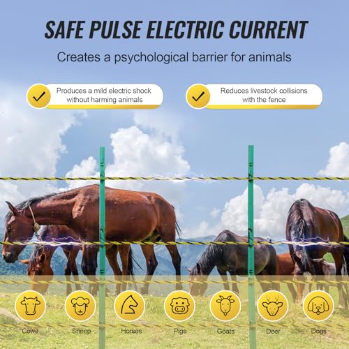 VEVOR Electric Fence Wire, 3366Ft 1026M Portable Polywire, 1/8" Diameter 6 Stainless Steel Strands for Reliable Conductivity and UV, Rust Resistance, Fencing Rope Line for Horse, Cattle, Livestock - size: 3366Ft 1026M, style: 1/8" Strands