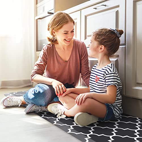 WISELIFE Kitchen Runner Rugs Anti-Fatigue mats, 17.3" x 39", 4/5 Inch, Black - color: Stylish Black, size: 39"L x 17.3"W x 0.8"Th