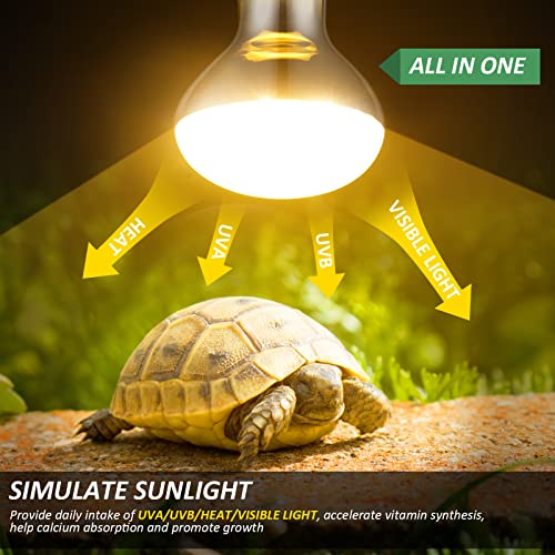 MIXJOY 2 Pack 100W Reptile Heat Lamp Bulb Full Spectrum UVA UVB Sun Light for Reptile and Amphibian Use - size: 2 Count (Pack of 1)