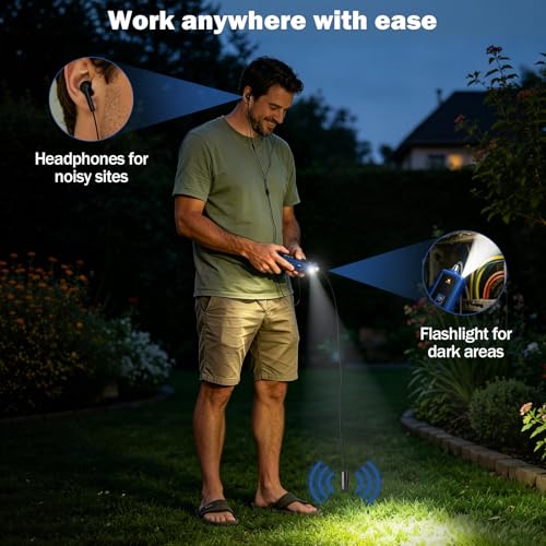 Underground Wire Locator & Cable Tester – 4FT Depth, 2000FT Range, Rechargeable 1100mAh Battery, with Earphone for Fast Break/Short Detection of Dog Fence, Control Wires & Irrigation Cables - color: Blue