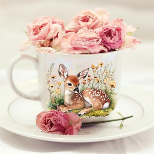 GLOBLELAND 18 Sheets Nature Sika Deers Rub on Transfers Forest Animals Waterproof UV DTF Cup Wraps Milu Deers Decals Stickers for Water Glass Bottle Vase Crafts - style: Deer