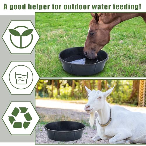 Sadnyy 5 Pcs Rubber Feed Pan 12 Quart/ 3 Gallon Utility Horse Feed Bucket Rubber Bowl Chicken Dust Bath Container Horse Feeder for Goats Livestock Animal Feeding Cats Dogs Pigs - size: 12 Quart/ 3 Gallon
