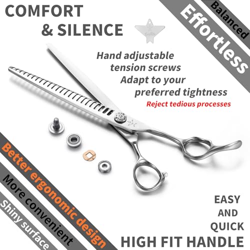 High-end Professional Dog Grooming Thinning Scissors Teeth Cutting Blending Shears Pet Texturizing Shears 8 Inch Extremely Very Sharp Stainless Steel Alloy For Cat Other Animals Groomer - color: 8inch Thinning Shears