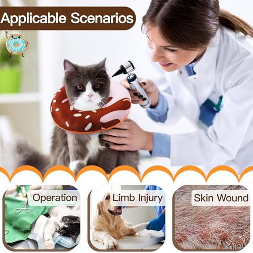 Cat Cone Collar Soft, Cute Cat Donut Collar After Surgery, Adjustable Kitten Recovery Cones to Stop Licking, Lightweight Neck Elizabethan Collars for Cats Kittens (Chocolate, Large) - color: Chocolate, size: Large