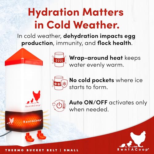 RentACoop SM Thermo Bucket Belt Chicken Waterer Heater with Insulated Wrap - size: Small