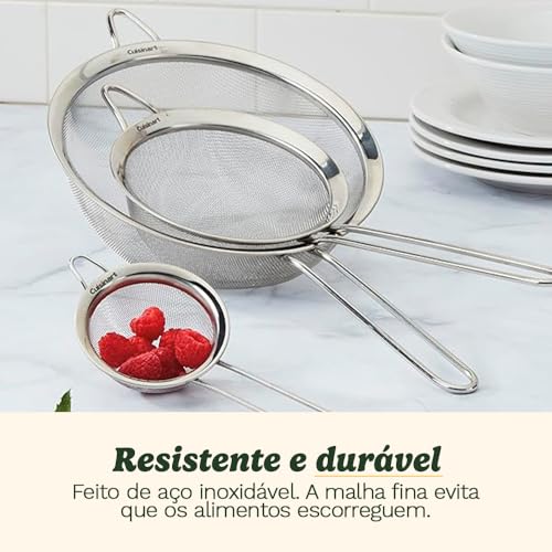 Cuisinart Mesh Strainers, Stainless Steel, Dishwasher Safe, 3-Count | Fine mesh kitchen strainers in 3 sizes, can be used as a pasta strainer, rice strainer, spaghetti strainer, CTG-00-3MS