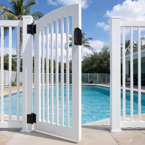 Sliner 2 Pcs Nylon Gate Handle 5.5" Heavy Duty Universal Vinyl Handles Black Rust-Proof Outdoor Gate Pull Ergonomic Extra Knuckle Room Left Right Reversible Door Supplies for PVC Aluminum Wood Door