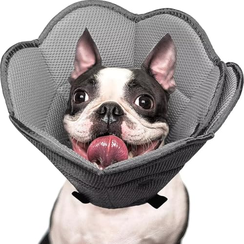 Soft Dog Cone for Dogs,Breathble Adjustable Dogs Recovery Collar | Protective Elizabethan Cones,E Collar Alternative to Stop Licking,Comfortable Dog Cones,Black,S - color: Black, size: S(Neck Girth:9.45"-11.81")