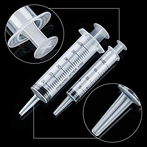 Boao 10 Pack Plastic Syringes Without Needle Epoxy Resin 20 ml,60 ml | Measuring Syringe for Precise Measuring, Epoxy Applicator in Resin Crafts Labs Pet Feeding Oil Glue liquid Dispensing - size: 20 ML, 60 ML