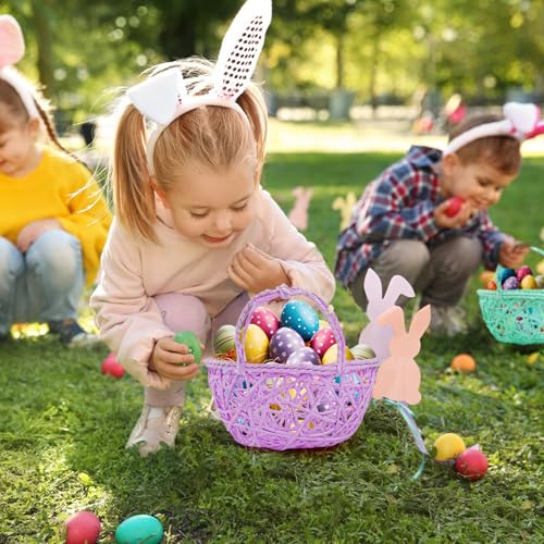 6 Pcs Easter Egg Baskets - Handmade 6 Colors Easter Baskets | for Easter Theme Garden Party Favors, Easter Eggs Hunt, Easters Goodies Goody, Basket Fillers
