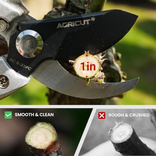 AGRICUT Hand Pruners with Sheath, Gardening Shears Scissors with Sheath | Pruning Shears with Sheath & Holster - Heavy Duty Garden Clippers with Case, Gardening Gifts for Men Women - style: Aluminum Handle, High Carbon Steel PRO with Sheath