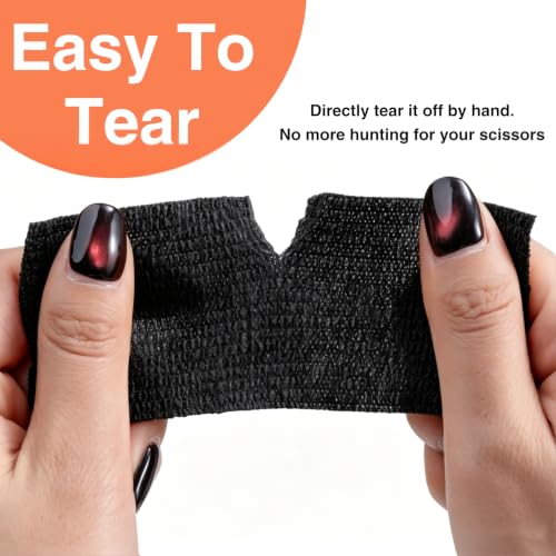 Self Adhesive Bandage Wrap, 2" X 5 Yards Elastic Cohesive Bandage Wrap, Color Athletic Tape, Vet Wrap, Ankle Tape,Non-Woven Cohesive Bandage 16Rolls，Black - color: Black