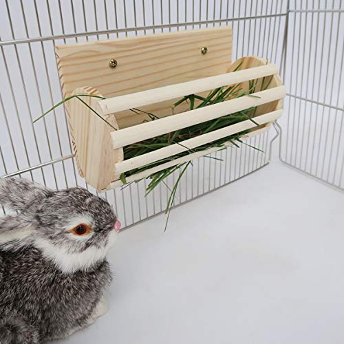 Rabbit Wooden Hay Rack Multi-Functional Manger Grass Holder for Small Pets Bunny Chinchilla Guinea Pigs (Hay Rack-A) - color: Hay Rack-A