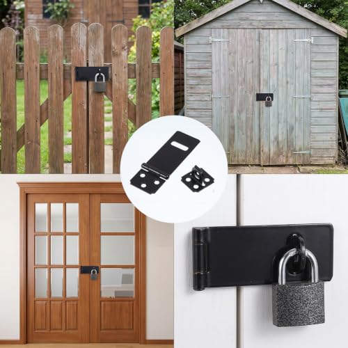 24 Pcs 3 Inch Lock Hasp Latch, 3 Inch Padlock Hasp Latch Set, Heavy Duty Black Door Lock Hasp Latch for Cabinet, Gate, Fence, Window, Garden, Yard Security