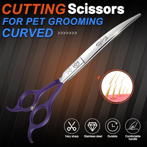 High-end Professional Dog Grooming Curved Scissors Pet Curved Shears 7.5 Inches Extremely Very Sharp Made Of Stainless Steel Alloy By Hand For Dog Cat Groomer - color: 7.5inch Curved Shears