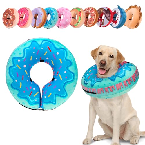 BEAUTYZOO Dog Cone Collar Alternative After Surgery,Pet Neck Donut E‑Collar | Soft Cone for Dogs to Stop Licking, Adjustable Recovery Collar for Large Medium Small Pets, Not Block Vision - Donut Blue, XL - color: Blue Donut, size: XL(Neck:18"-21")