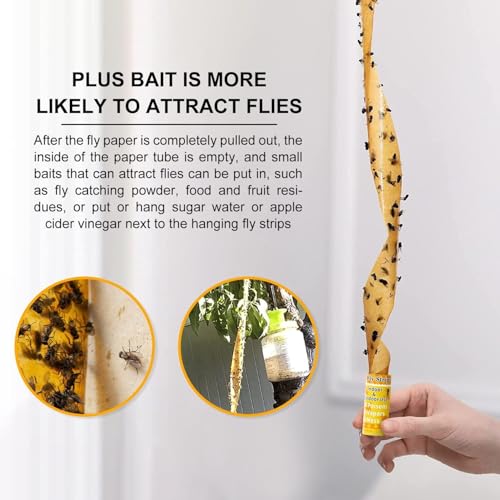 Outdoor Fly Trap Indoor Hanging 40pk, Sticky Fly Strips Tape Paper for Home | Flies Ribbon Rolls for Home Kitchen, Fruit & Bug Gnat Catchers for Inside, Killer for Winged Insect - size: 40 pack