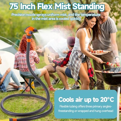Portable Adjustable Water Standing Misters for Outside Patio | Outdoor Cooling Misting System with 360° Adjustable Nozzle, Thickened Pipe, for Backyard Pool Pet Hot Summer Porch Garden