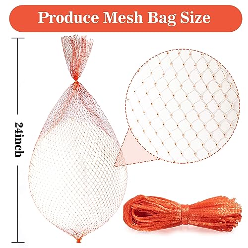 Sukh 90PCS Mesh Produce Bags - 24Inch Vegetable Storage Net Bags Red | Mesh Vegetable Bags for Onion, Fruits, Seafood, and Other Agricultural Products Storage, Garden Harvest Produce Bags - color: Red