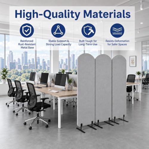 Portable Wall Divider, Office Partitions Room Divider wall with Whiteboard | 72 x 66 in Soundproofing Wall Divider, Cubicle Wall with magnet, thumbtacks, pen for Classroom Home Office School Hospital - color: Light Gray