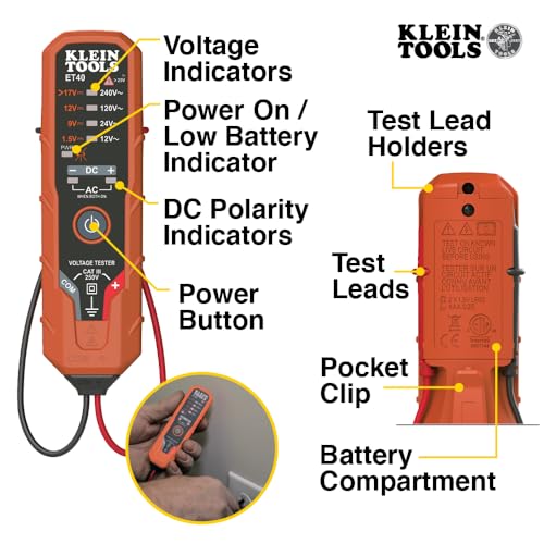 Klein Tools CL120VP Electrical Voltage Test Kit with Clamp Meter, Three Testers, Test Leads, Pouch and Batteries - size: Clamp Meter & 3 Testers Set