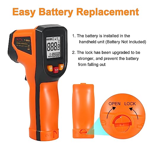 Industrial Meter Industrial Measuring Meter Digital Thermometer -50~600℃ Infrared Thermometer Thermometer Infrared Thermometer Non-Contact Digital Gun -50°C~600°C (-58°F~1112°F) with