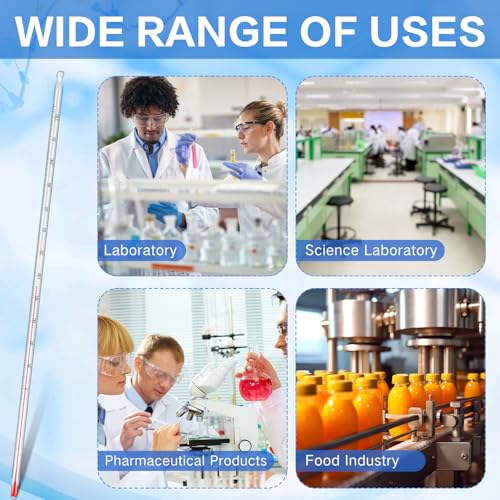 Relaxweex General Purpose Lab Thermometer 12 Inch Total Immersion Glass Liquid in Glass Thermometer for Laboratories Universities Food and Beverage Processing Clear(0 to 230 ℉) - style: 0 to 230 ℉