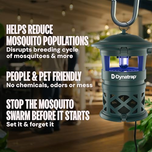 DynaTrap DT1130-GRSR 1/2 Acre Mosquito & Flying Insect Outdoor Trap and Killer – Kills Mosquitoes, Flies, Wasps, Gnats, & Other Flying Insects - Bug Zapper Alternative – Green | UV-LED Flying Insect Killer, Kills Mosquitoes, Gnats, Flies, Moths, Wasps, Bu