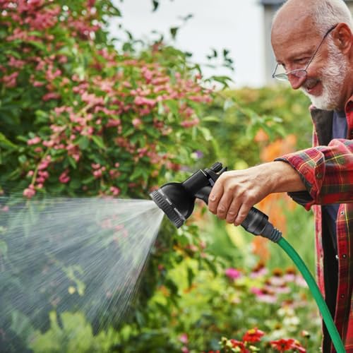 Besiter Garden Hose Nozzle Sprayer: 10 Watering Patterns Spray Nozzles Heavy Duty Hose Head Hose Attachment - color: Black