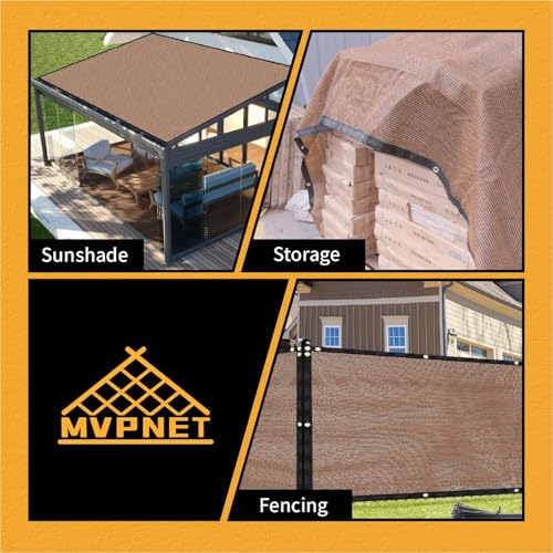 90% Sun Shade Cloth for Garden 8x8Ft UV Resistant Mesh Tarp,Mocha - color: Mocha, size: 8' x 8'-Finished Size