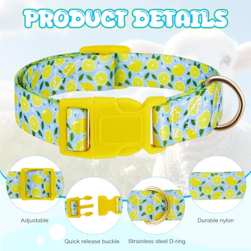 2 Pack Goat Collars with Bells, Sheep Grazing Copper Bells and Adjustable Nylon Collar Set Loud Bronze Bell Small Farm Animal Sheep Cow Accessories(Lemon, Bee) - style: Lemon, Bee