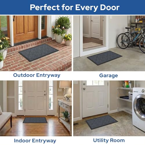 Barnyard Designs Premium Gray Non-Slip Door Mat (17" x 30", 2-Pack) | Heavy-Duty Entrance Rugs with Rubber Backing for Entryway, Patio, or Porch; Indoor and Outdoor; Set of 2 - size: 1'5" x 2'6"