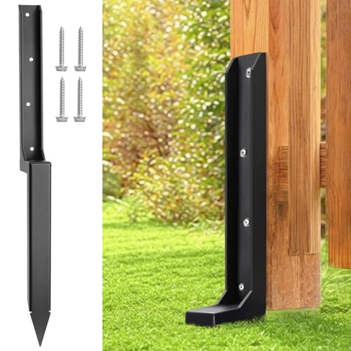 Fence Post Repair Stakes Kit, Black, 1-Pack | 1/8" Thickened Carbon Steel, One-Piece Structure, Heavy Duty Ground Anchor, For Broken/Leaning Privacy Fence & Mailbox Post - color: Black/1 Pack