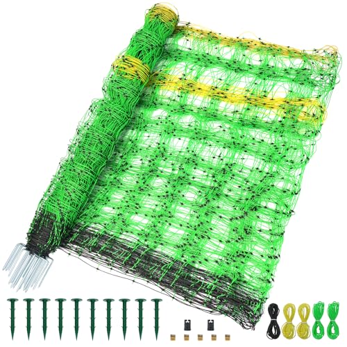 Electric Fence Netting, 49.6" H x 164' L, Portable Livestock Nets Mesh for Hogs, Cattle, Sheep,Turkey, Goat, Larger Animals,PE Net Fencing Used in Backyards, Farms and Ranches and Gardens