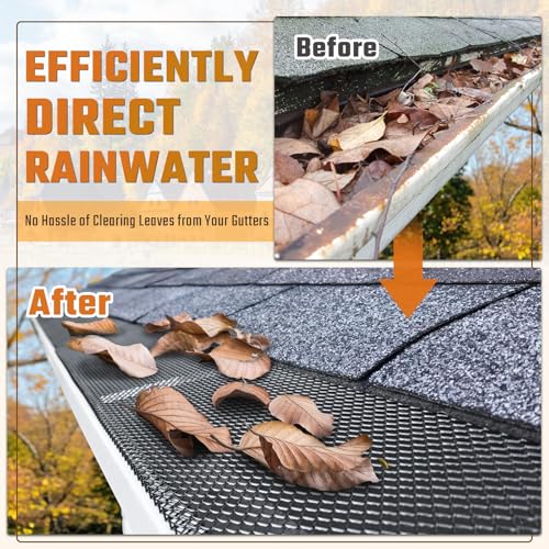 SDSNTE Lock-in Gutter Guard, 6 Inch X 120 Ft, Black, 40 Packs | Gutter Protection Covers, Leaf Micro Mesh Screens, Fits K Style Gutter, Durable Coated Steel - size: 6” x 120 ft