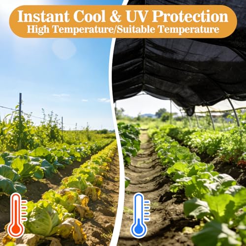 Sukh 70% Shade Cloth for Garden - 6.5 x 10 FT Sunblock Black Mesh Tarp | Sun Shade Sail with Grommets for Patio, Greenhouse, Outdoor Plants, Raised Beds Netting, Privacy Fence Screen for Balcony - size: 118*78in