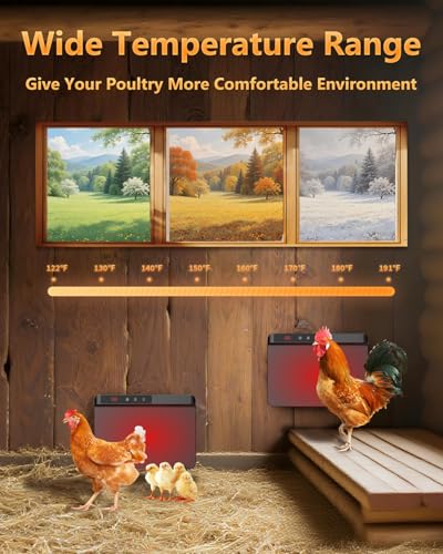 2026 Smart Heater for Chicken Coop, 200W Panel, UL Certified, Black | Heater For Chicken Coop With Adjustable Temp Remote, Winter Heating And Timer Thermostat Compatibility