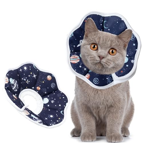 Soft Adjustable Cat Cone Collar, Comfortable Cat Recovery Collar - color: Dark Blue, size: X-Small