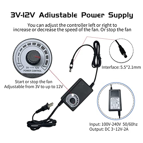 Axial Muffin Fan 120V 220V 110V with Variable Speed Controller, Computer Fan with AC Plug, 120mm Cooling for PC Cooler Cabinet Receiver Xbox DVR Greenhouse, 1 Pack - size: 120mm × 38mm, style: 1 Pcs