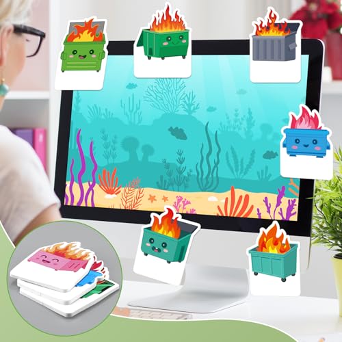 Yinder 24 Pads Fun Sticky Notes Kawaii Dumpster Fire Memo Pad Bulk | Cute Animal Cartoon Designs, Self Adhesive Tabs, Gift for Back to School Veterinary Office, Party Favor Supplies - style: Dumpster