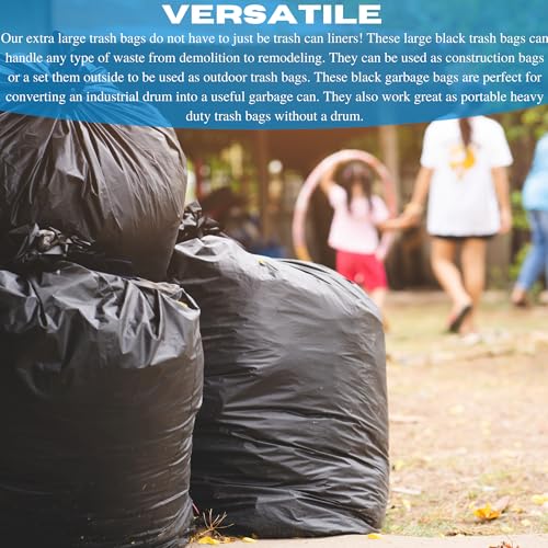 Farm Plastic Supply 55 Gallon Trash Bags, 6 Mil - Contractor Trash Bags, Black Trash bags, Large Trash Bags, Heavy Duty Garbage Bags, 55 Gallon Trash Bags Heavy Duty, 55 Gallon Drum Liners (25 Pack) - size: 25 Pack