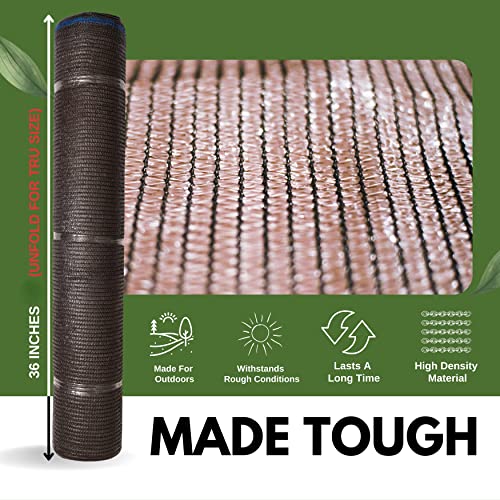 5'10" x 100 FT 60% Shade Cloth Roll Brown | Green HDPE UV Resistant Breathable Eyelets Sun Protection for Greenhouse Garden Fence Pergola Patio Flower Plant Kennel - size: 5'10"x100ft - 60% - Brown