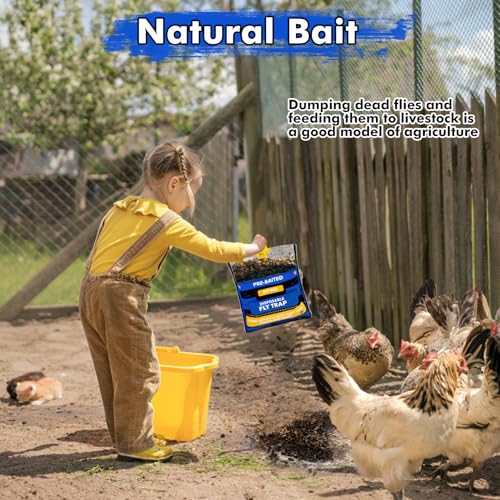 Large 10 Pack Pre-Baited Fly Traps Outdoor Fly Trap for Patio Farm Ranch | 50g Dissolvable Bait Fly Hunter for Flying Insects, Weatherproof Outdoor Fly Bags, Fly Catcher for Chicken Coop Barn - size: 10 Packs
