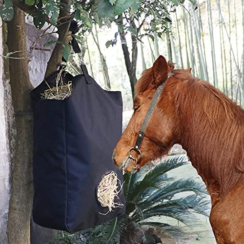 2-Pack Hay Bag Slow Feeder for Horses, Goats Supplies - Large Waterproof Hay Feeding Nets with Adjustable Hooks for Sheep, Cattle (2)