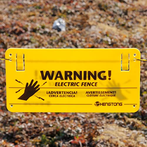 Plastic Electric Fence Warning Signs 4 Pcs 9.5 x 4.7 Inch | Yellow durable safety markers, no touching reminder for farm and home use