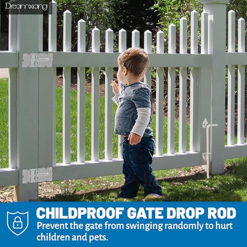 12" Heavy Duty Cane Bolt Gate Drop Rod Fence Hardware Ground Latch Stopper | for Wood/PVC/Vinyl/Metal Fences Gates, Double Doors, White Solid Steel -2 Pack - size: 12 Inch