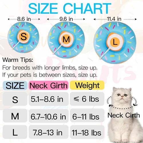 Cat Cone Collar Soft, Cute Cat Donut Collar After Surgery, Adjustable Kitten Recovery Cones to Stop Licking, Lightweight Neck Elizabethan Collars for Cats Kittens (Blue, Small) - color: Blue, size: Small