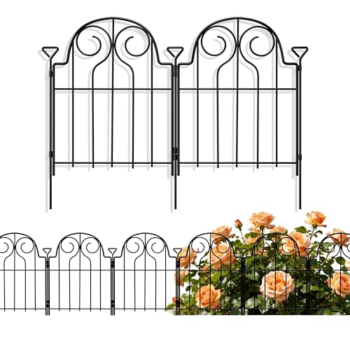 Decorative Garden Fence 17in x10ft,10 Panels Rustproof Metal No Dig Fence Animal Barrier,Arched Flower Bed Edging Ornamental Wire Border Panel Fencing for Yard Patio Outdoor Decor,Patented | Animal Barrier,Arched Flower Bed Edging Ornamental Wire Border P