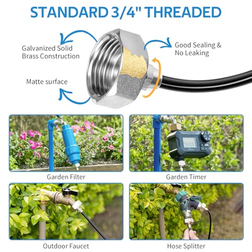 Misting Cooling System 59FT (18M) Misting Line + 20 Brass Mist Nozzles + Brass Adapter(3/4") Outdoor Mister for Patio Backyard Garden Greenhouse Watering - size: 59FT / 18M